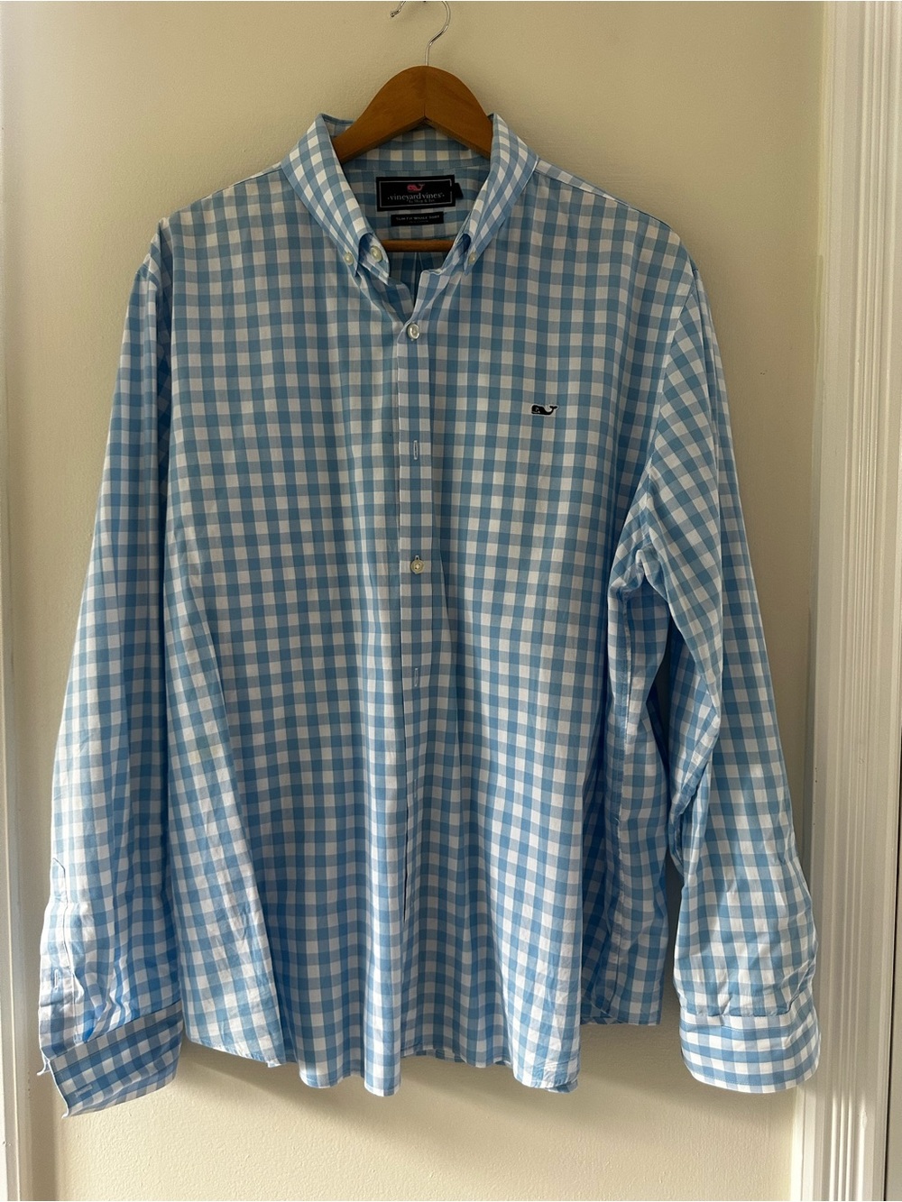 Vineyard Vines Light Blue and White Gingham Button-Down Shirt